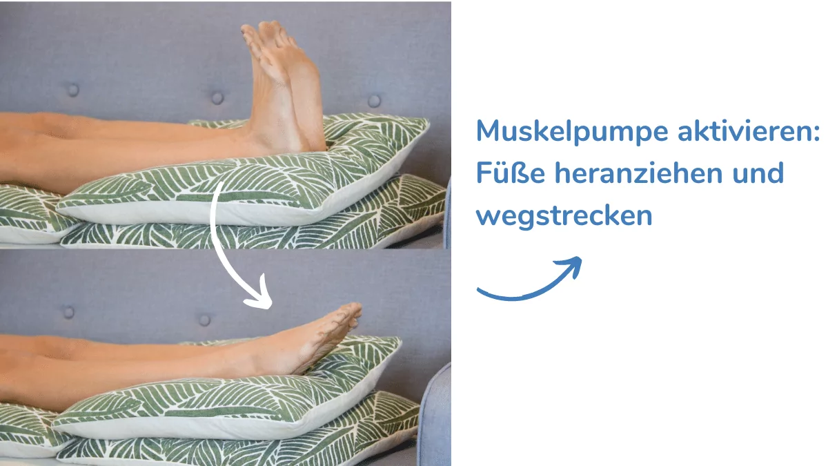Person aktiviert die Muskelpumpe durch Bewegung, um den Blutkreislauf zu fördern.